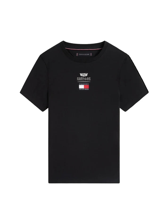 Playera Oficial Tommy Hilfiger Logo Cadillac F1 2026 — Corte Dama (Negra)