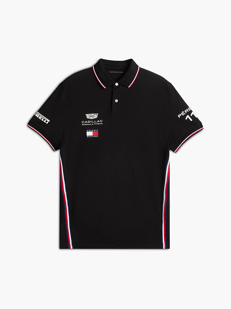 Polo Oficial Tommy Hilfiger Sergio "Checo" Pérez – Cadillac F1 2026 (Negra)